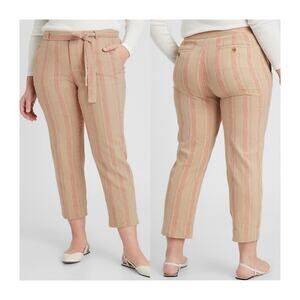 BANANA REPUBLIC Avery Tie-Waist Stripe Linen Blend Tailored Pants Size 10